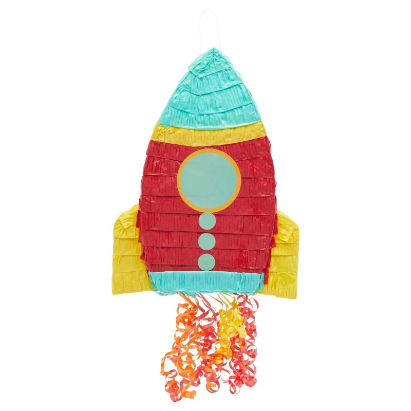 BLUE PANDA Rocket Ship Pull String Pinata for Space Birthday Decorations, Party Supplies & Outer Space Party Decor - 16.5 x 12.5 x 3 In, Red - Image 4